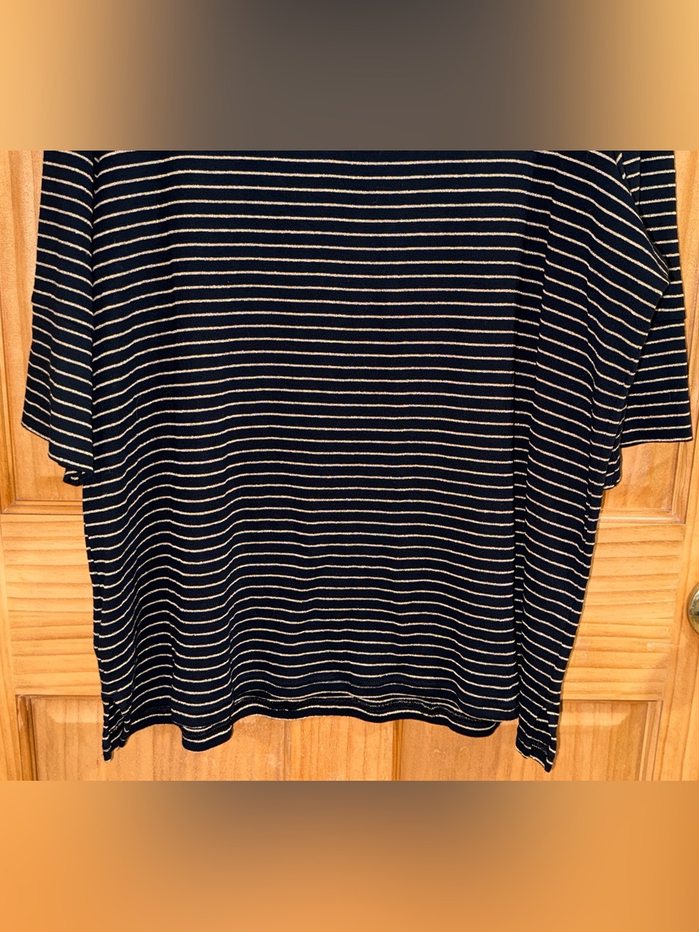 NWOT Lauren Ralph Lauren Black & Metallic Gold Striped Knit Top w 3/4 Sleeve-3X - Picture 9 of 10